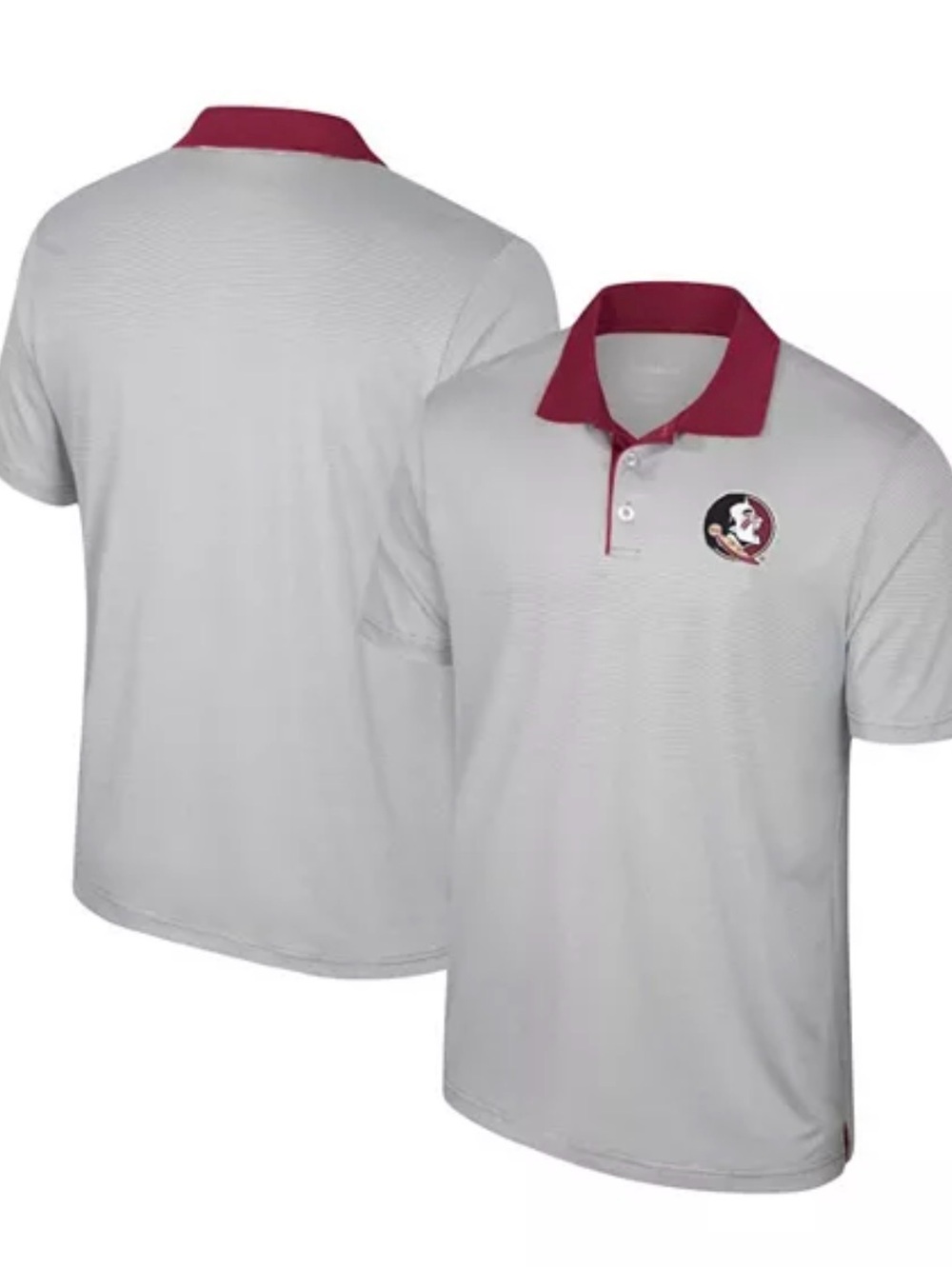 Colosseum Florida State Seminoles Gray Striped Polo Shirt Men's 3XT Big & Tall